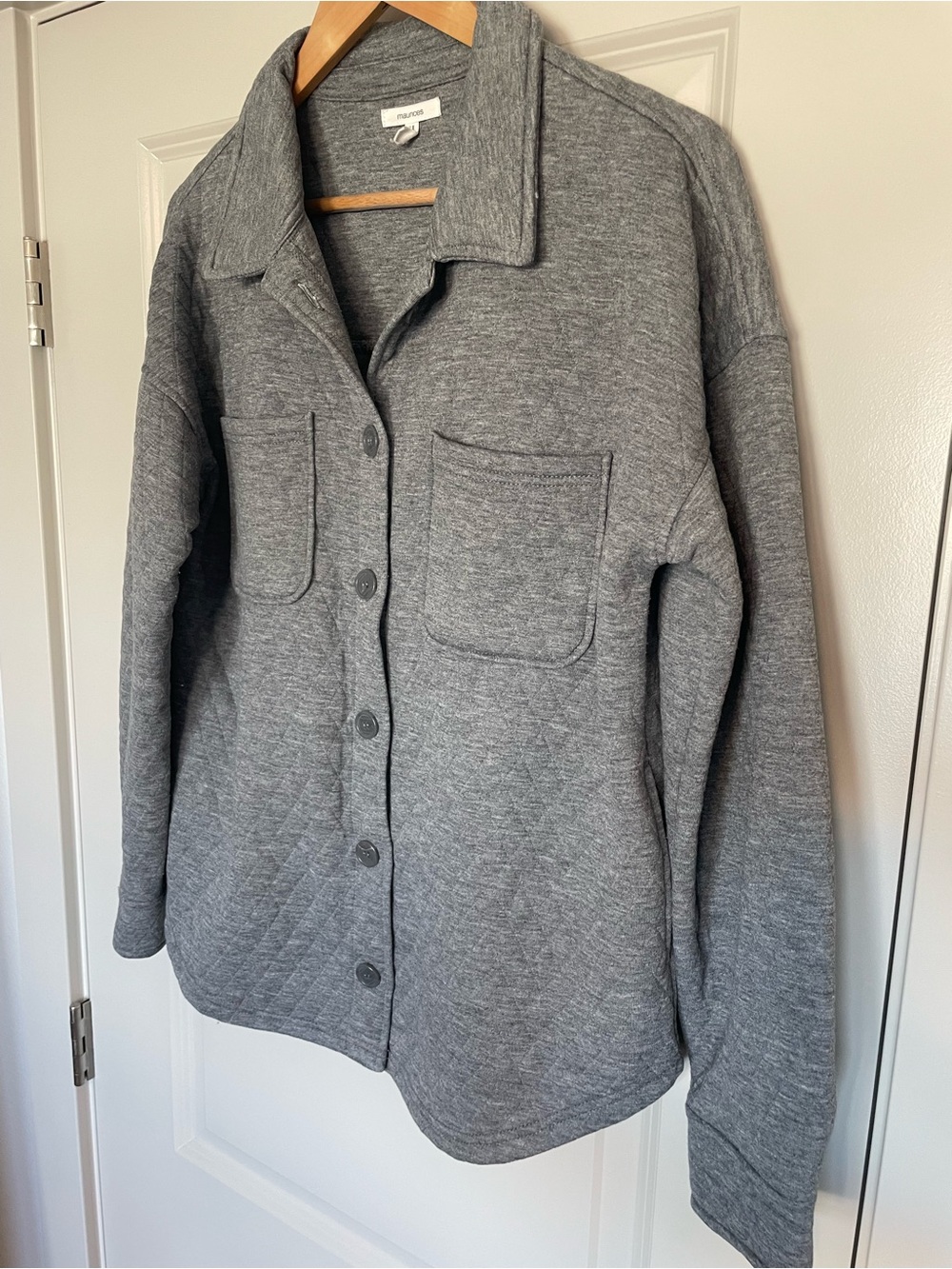 Maurices Gray Quilted Button-Up Jacket